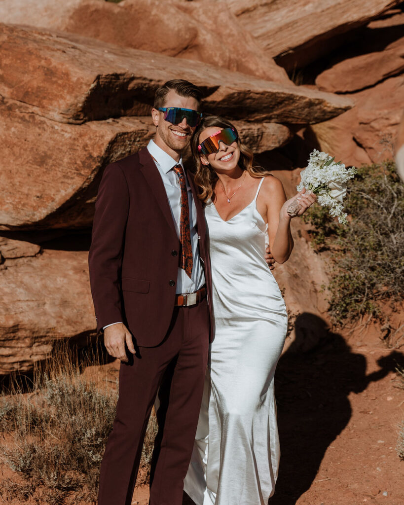 wedding couple in the desert wearing pit vipers