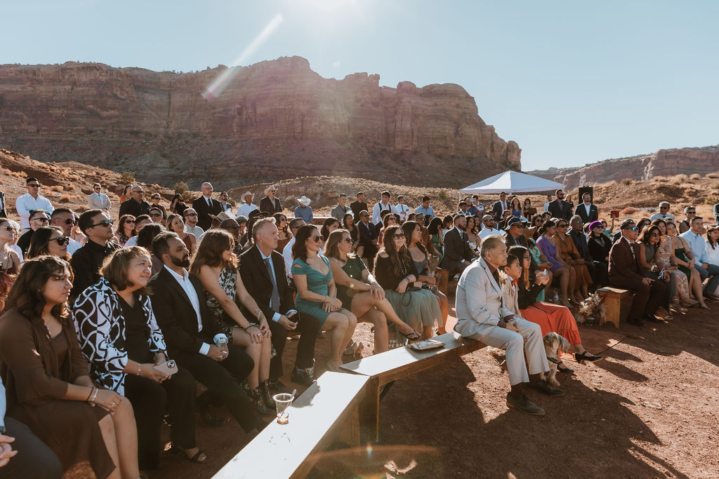 guests at the ceremony at the red earth venue in moab utah