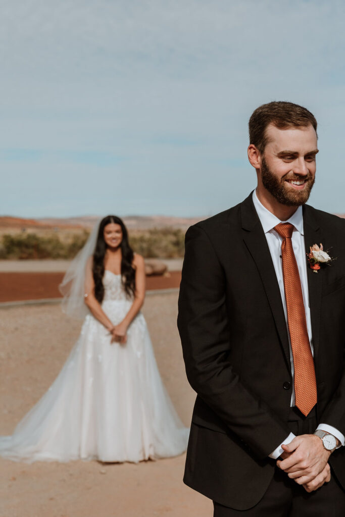 couple has wedding day first look