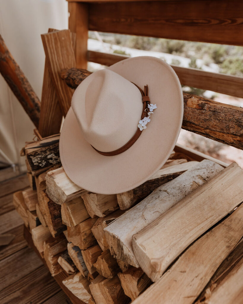 wedding wide rimmed hat for bride 