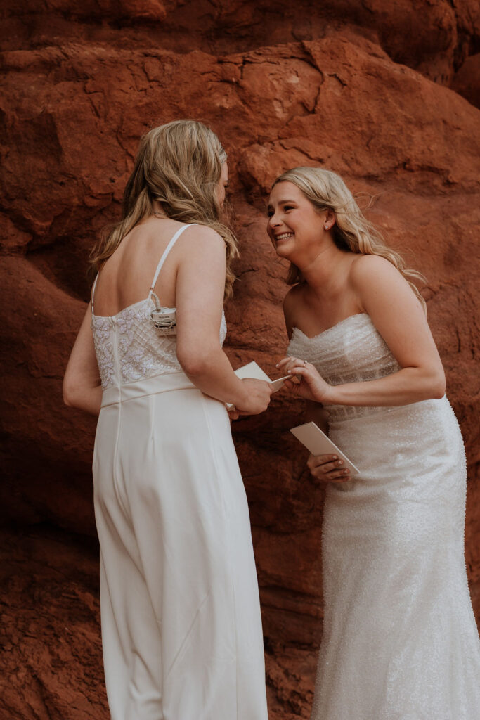 couple exchanges vows at Moab desert elopement