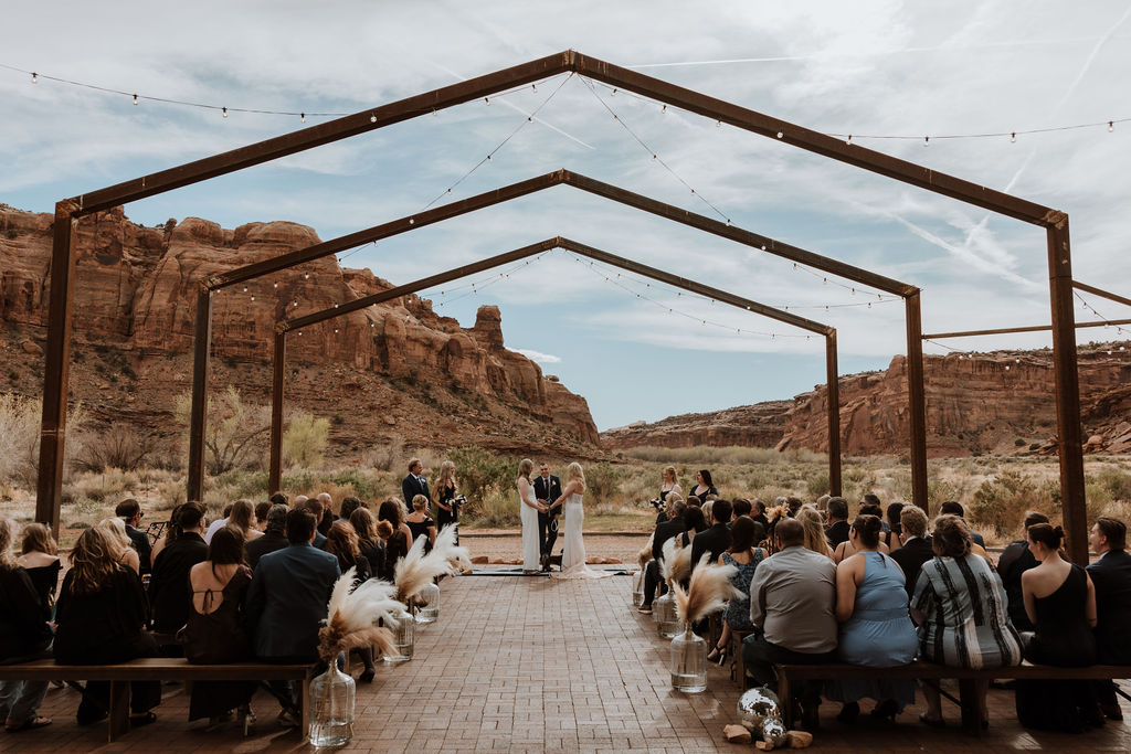 couple exchanges vows at The Red Earth Venue wedding
