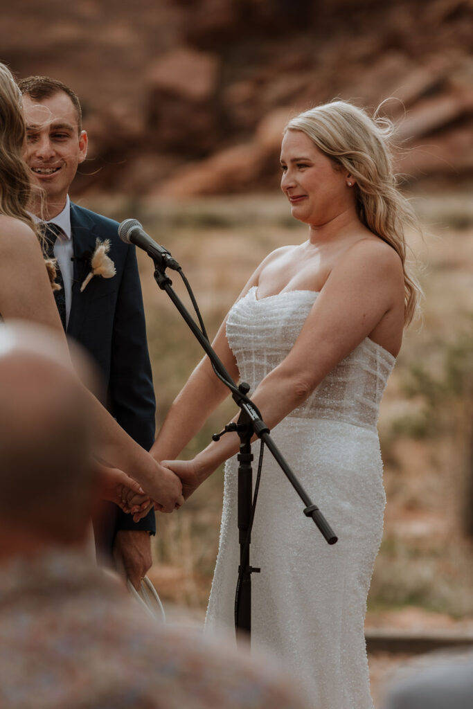 couple exchanges vows at The Red Earth Venue wedding