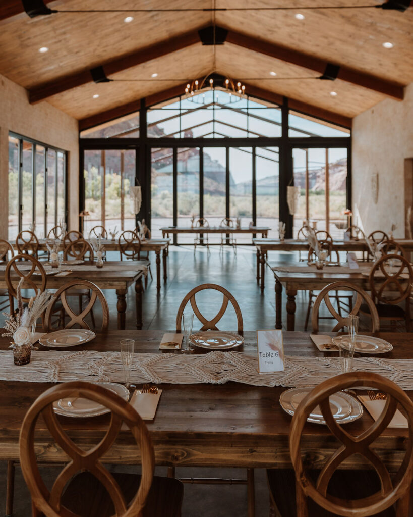 boho wedding decor at Moab wedding venue