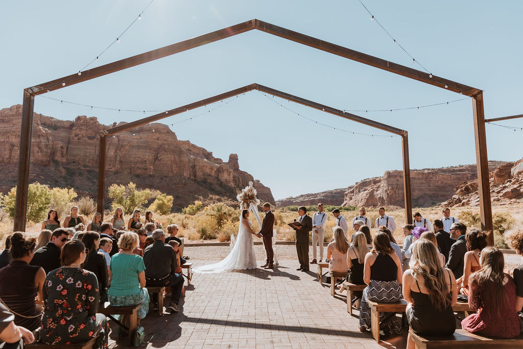 couple exchanges vows at The Red Earth Venue wedding