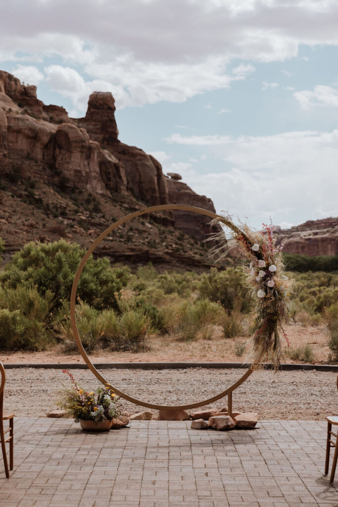 wedding ceremony decor at Moab wedding venue