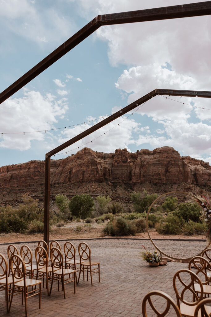 wedding ceremony decor at Moab wedding venue