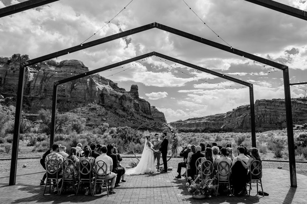 couple exchanges vows at The Red Earth Venue wedding