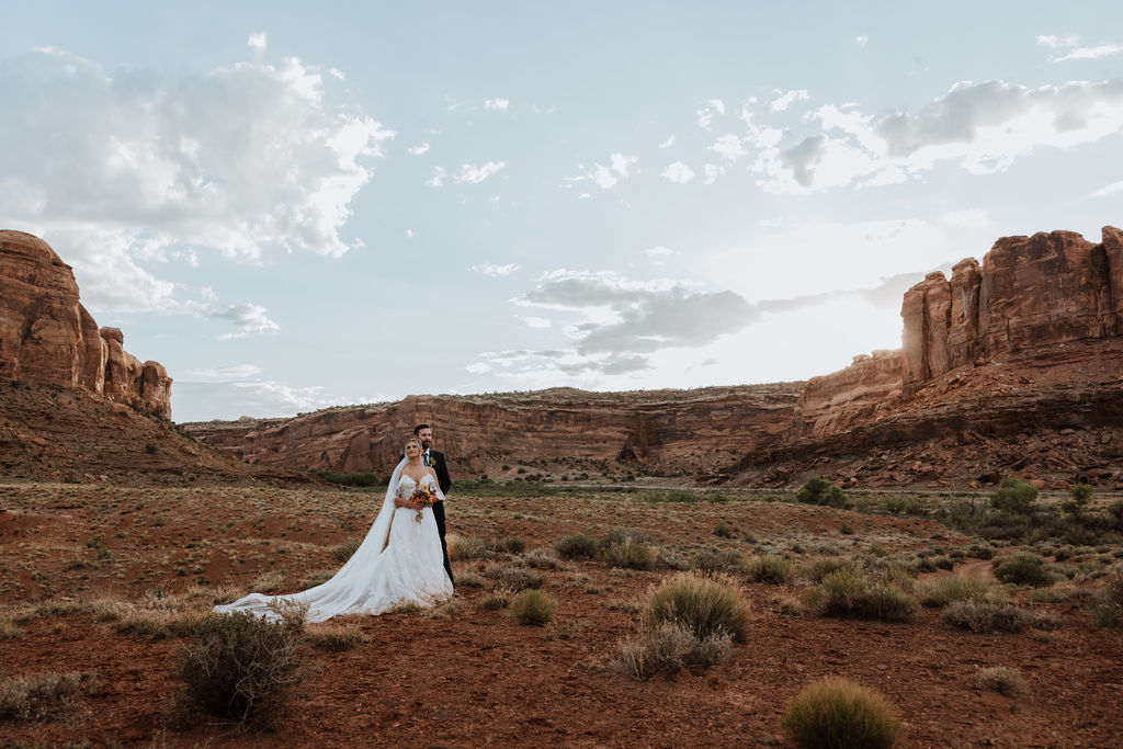 couple embraces at The Red Earth Venue wedding