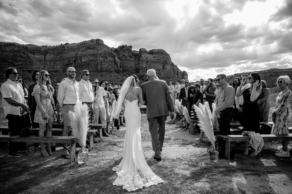 bride walks down aisle at The Red Earth Venue wedding