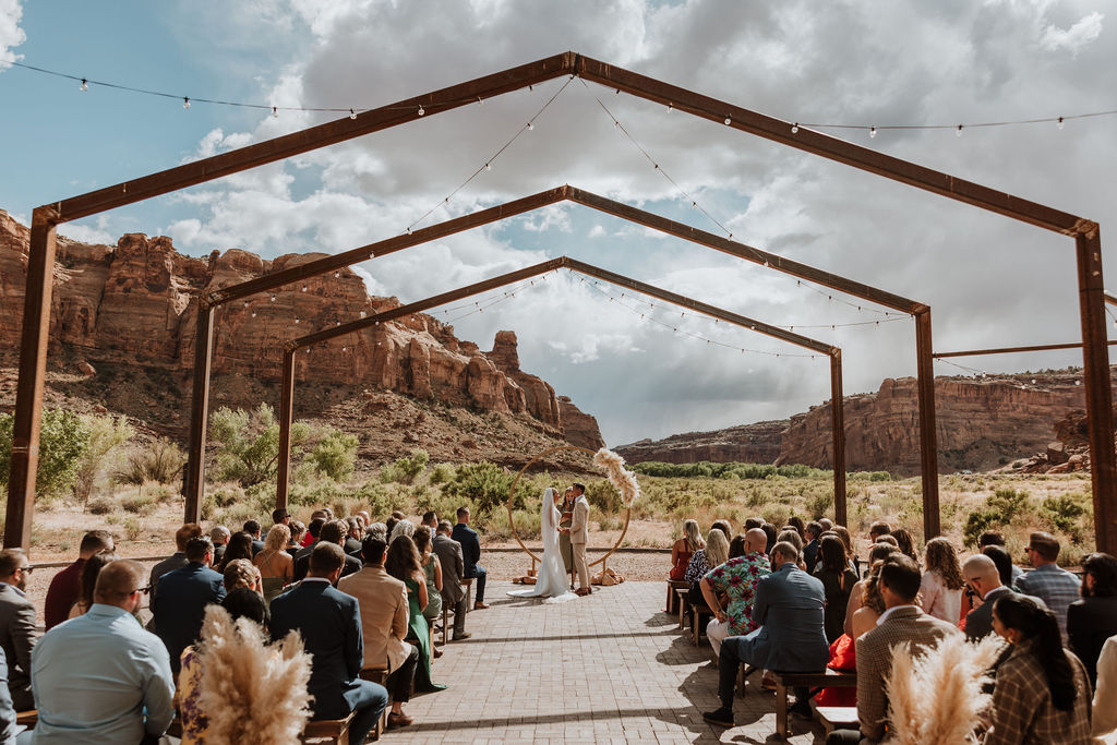 couple exchanges vows at Red Earth Venue wedding