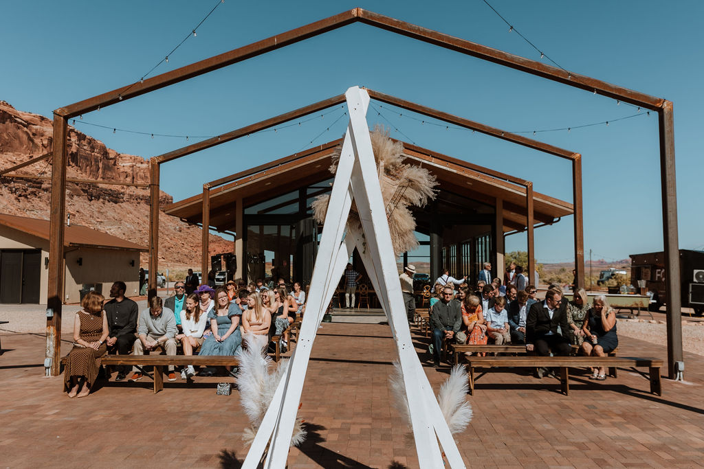 ceremony decor at the red earth venue moab wedding