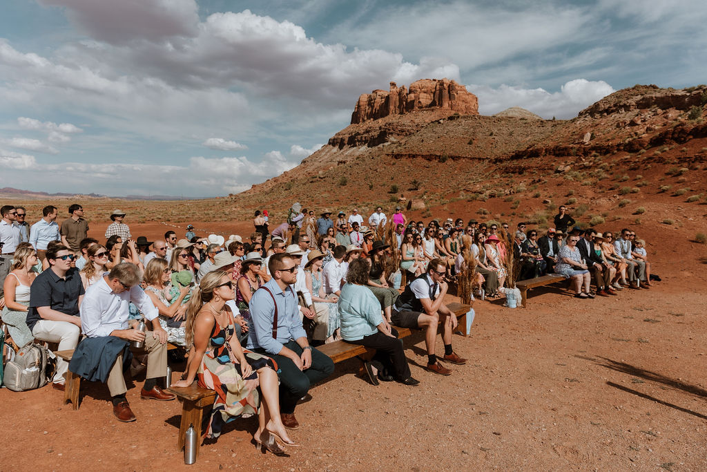 wedding guests watch ceremony at Red Earth Venue wedding