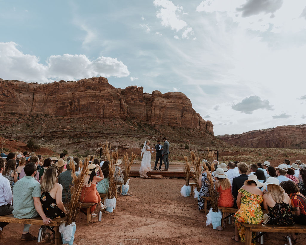 couple exchanges vows at Red Earth Venue wedding