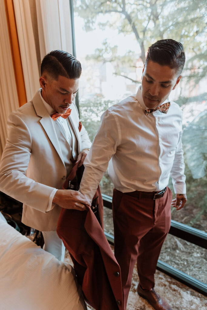 groom gets ready on wedding day