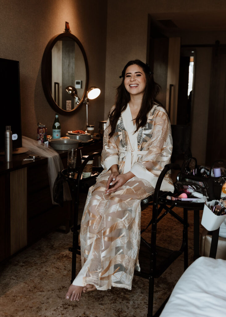 bride gets ready at a top where to stay in Moab location