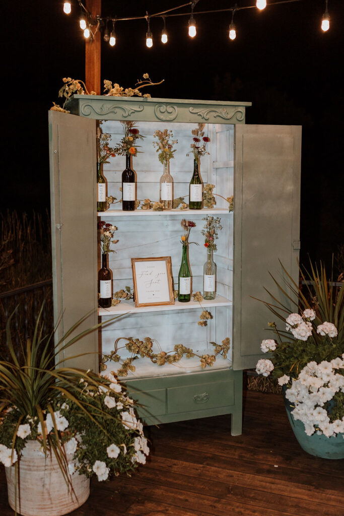 wine bottle and flower wedding decorations 