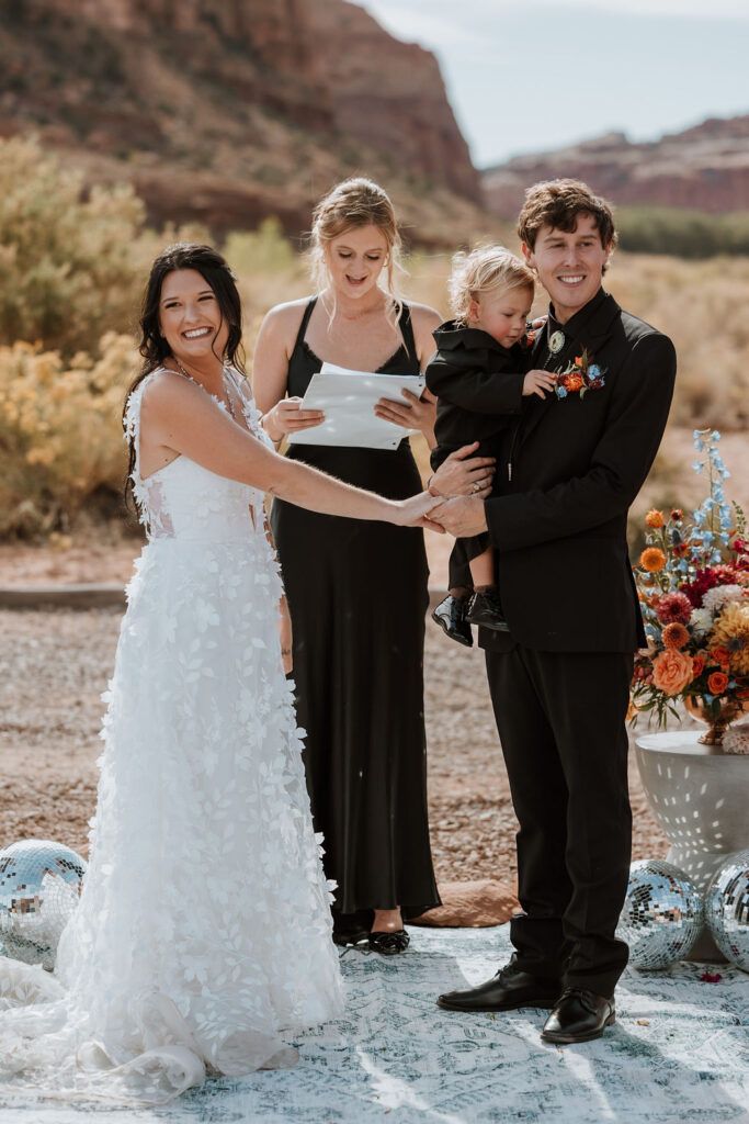 couple exchanges vows at The Red Earth Venue wedding