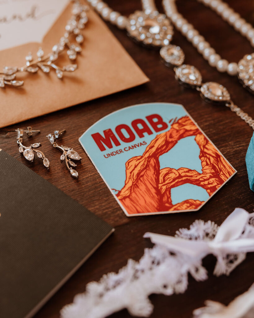 Moab sticker and other accessories for wedding day decor