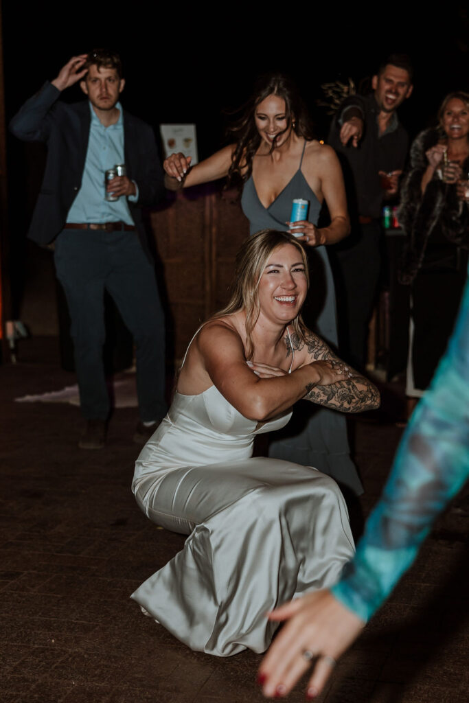 bride dances at wedding reception