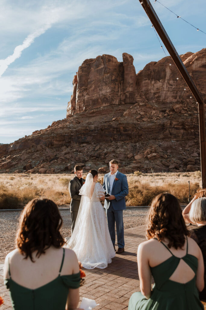 couple exchanges vows during The Red Earth Venue ceremony