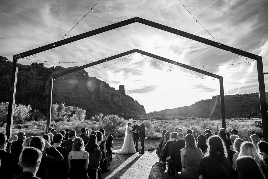 couple exchanges vows at The Red Earth Venue wedding ceremony