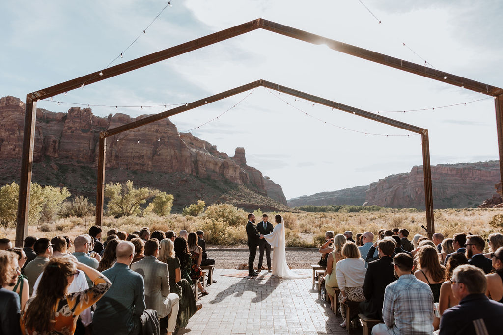 couple exchanges vows at The Red Earth wedding ceremony