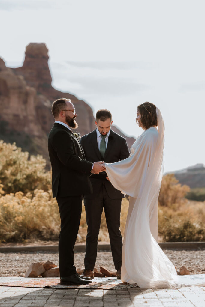 couple exchanges vows at The Red Earth wedding ceremony