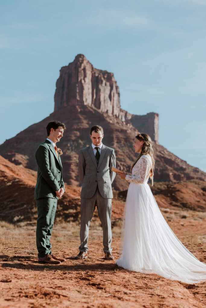 A dessert elopement ceremony in Castle Valley Utah