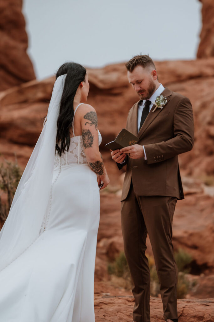 couple exchanges vows during elopement ceremony