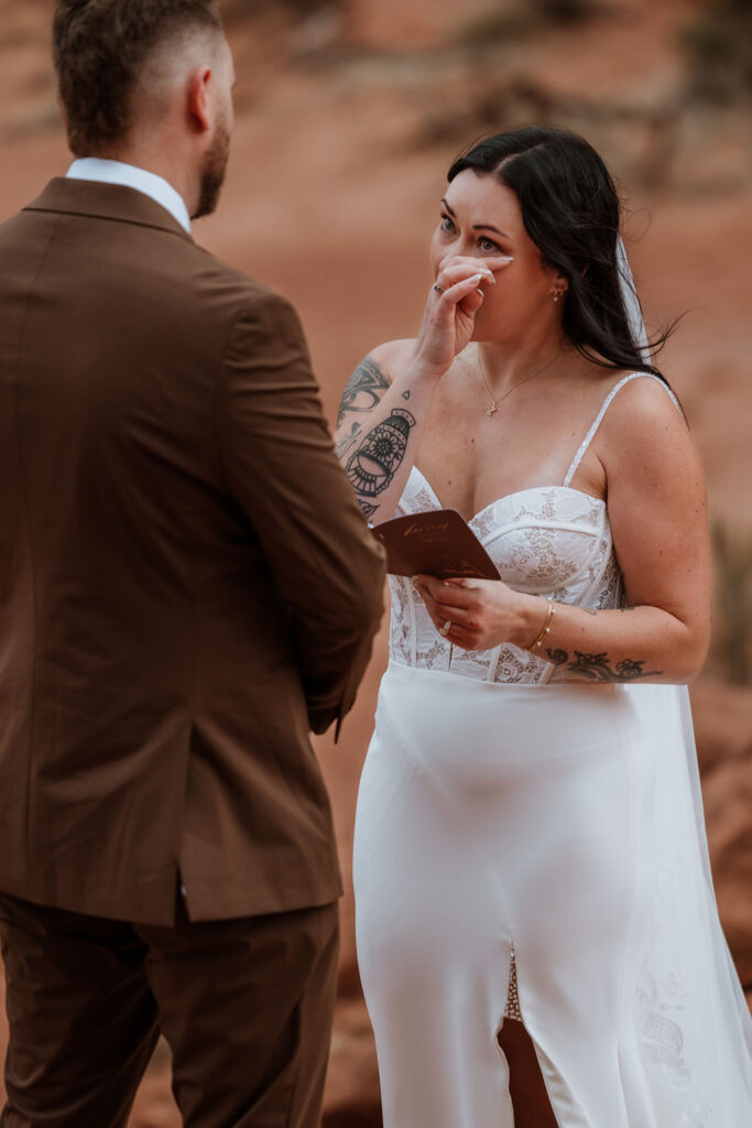 couple exchanges vows during elopement ceremony